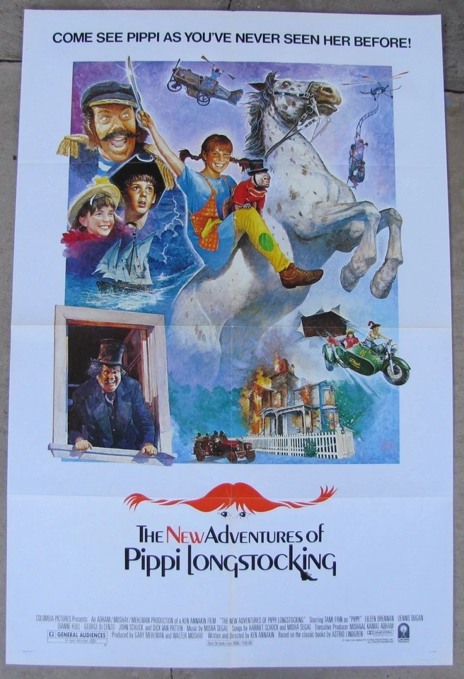 NEW ADVENTURES OF PIPPI LONGSTOCKING ORIGINAL FOLDED MOVIE POSTER 1988 TAMI ERIN