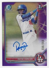 2022 Bowman Chrome Rayne Doncon Purple Refractor 1st Prospect Auto #230/250