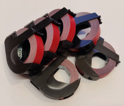 6x DYMO Prägebänder 9mm X 3m ROT RED  seidenglanz Schriftbänder Embossing Tape