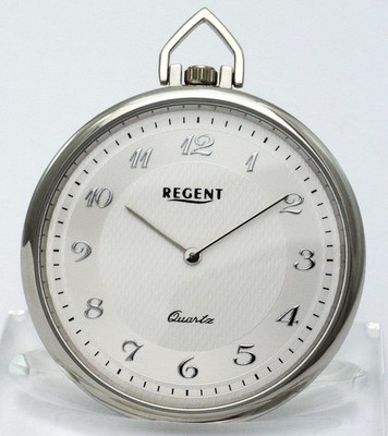 Flache Regent Edelstahl Taschenuhr P 055 NEU!