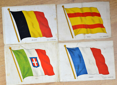 B.D.V. Zigarettenkarten ~ Seidenfahnen ~ Deutschland, Spanien, Italien & Frankreich 
