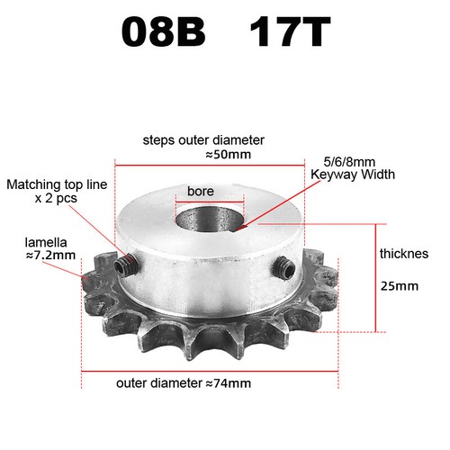 #40 Pignone trasmissione catena 10-32 denti foro 10-40 mm passo 1/2" 12,7 mm per catena 08B - Foto 16 di 28
