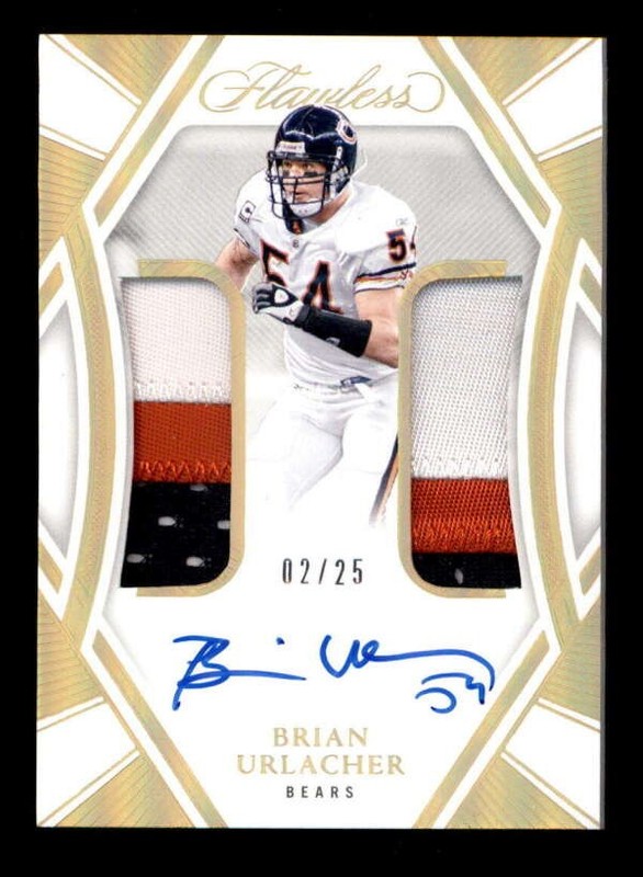 BRIAN URLACHER 2024 PANINI FLAWLESS HOLO GOLD DUAL JERSEY PATCH AUTO #/25 T7529
