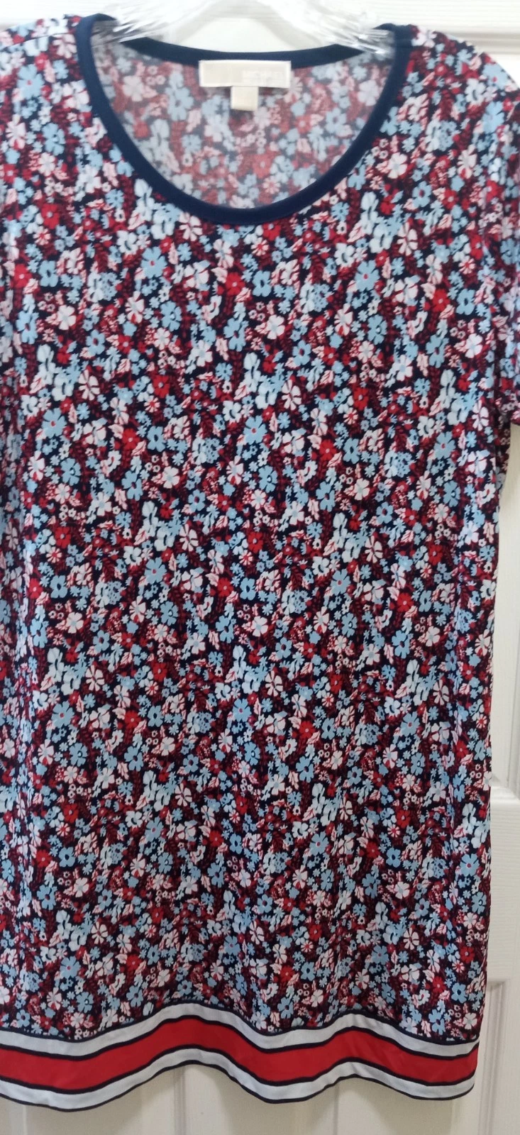 Abito tubino donna Michael Kors floreale taglia L casual rosso blu estivo leggero