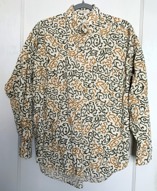 MENS VINTAGE PERRY ELLIS COTTON CORDUROY LONG SLEEVE SHIRT SIZE M.