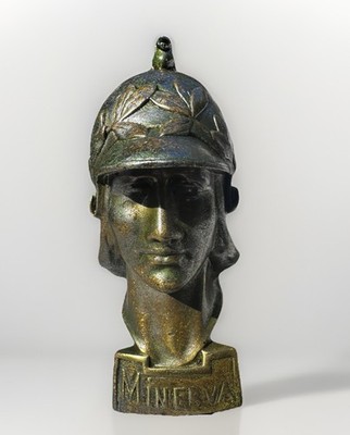 Minerva Goddess Bust Hood Ornament Style Sculpture Bronze Antique 1920s Belgian