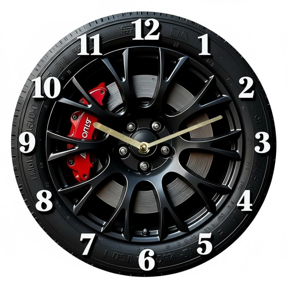 Car Theme Wall Clock Modern Minimalist Wheel Design for Garage - Image 1 of 4