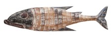 Wandskulptur Holz Fisch 100 cm lang Handarbeit Shabby Natur Maritim Wand Deko