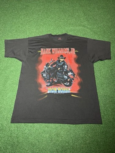 Hank William Jr. Iron Horse Country Vintage 90s Music Tour T 1990s vintage concert t-shirt, vintage, size XL, single stitch, B+ condition