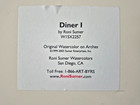 RONI SUMER (La Jolla, California)  Orig. Watercolor, "Diner 1", COA, San Diego — photo 6