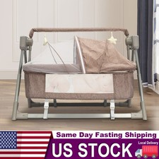 Portable Electric Baby Swing Cradle Bassinet Rocking Crib Infant Bed Cradle New