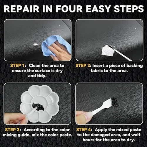 Black Leather Repair Kit for Furniture, Leather Seat Repair Kit for Cars, Easily - Picture 5 of 6
