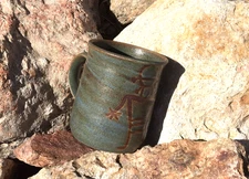 Moki Studio Pottery 20oz Mug Tom Batey Space Alien Rock Art Capitol Reef Moab UT