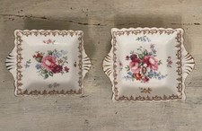 2 Crown Staffordshire England's Bouquet 4.5" & 5.5&rdquo; Square Dish Bowls w/ Handles