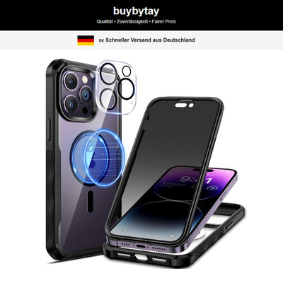 Sichtschutz Hülle für iPhone 14 Pro Max, Anti-Spy, 360° Schutz