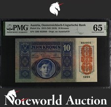 Austria 10 Kronen 1915 (ND 1919) P 51a UNC PMG 65 EPQ