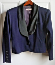 YSL Saint Laurent Rive Gauche Paris DARK BLUE Short Tux Jacket 36 Vintage