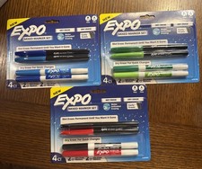 EXPO WET AND DRY ERASE MIXED SET Lot Of 3 12 Markers Blue, Red, Black  Green