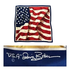 Elaine Gold for Collection XIIX Silk Scarf Patriotic American Flag Irving Boker