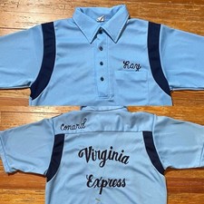 Vintage 60s Bowling Shirt Size Medium Hilton Chainstitch Virginia Striped 50s