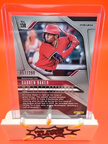 2025 Panini Prizm Darren Baker Red Prizm 057/299 - Foto 2 di 2