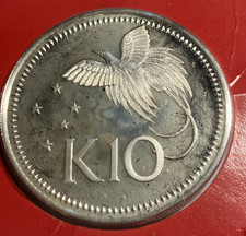 elfe Papouasie Nouvelle Guinée 10 Kina 1978 épreuve argent oiseau de paradis