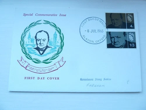 GB First day cover  fdc from 1965 Churchill Bladon fdi  phosphor