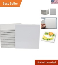 12 Pre-Glazed White Ceramic Tiles - Perfect 4.25'' Squares for Custom Coasters