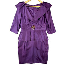 Jessica Howard Suit Dress Womens 12 Purple Embellished Evening MOB Glam Sparkle