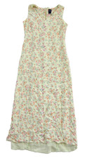 Vintage GAP Rayon Yellow Pink Green Floral Sleeveless V-Neck Long Tank Dress 4