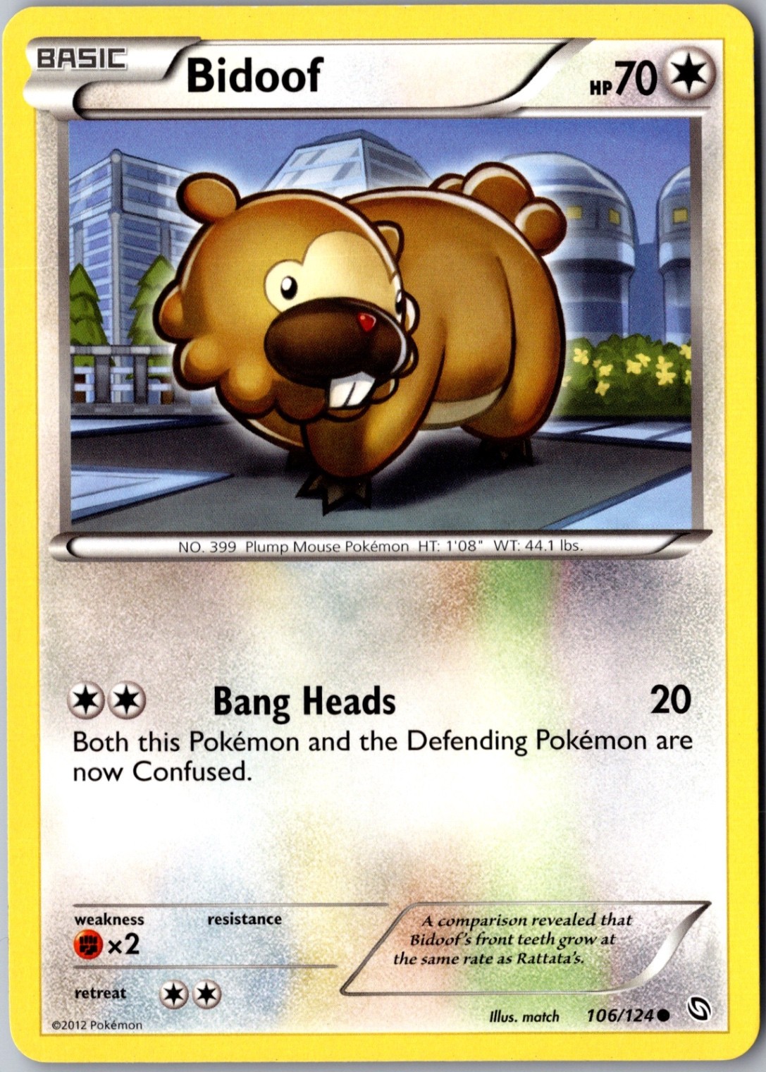 Bidoof Common Dragons Exalted 106/124 LP Pokemon Card