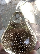 Whitefriars Style Jaffe Rose Art Glass Pear Shaped Paperweight 12cm Tall VGC