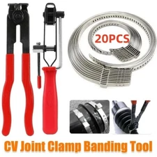 2Pcs CV Boot Clamp Pliers Set with 20Pcs Crimp Bands, Joint Boot Clamp Crimp