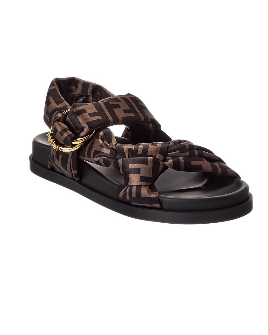 Fendi Feel Ff Satin Sandal Women's Brown 38