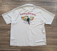 Tommy Bahama Shirt Mens Ivory Silk Hawaiian Habano Cove Cigars Toucan XLX Read 