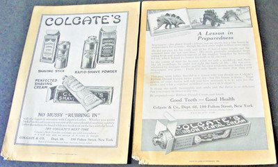 1930s Colgate's Shaving Product and Dental Cream-(2) Magazine Page Ads.
