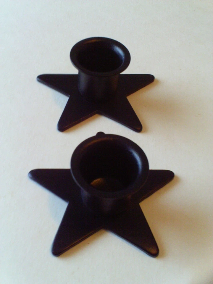 全新 星形锥形烛台 黑色 2 件套 西部乡村工艺 美国  — 第 4/4 张图片