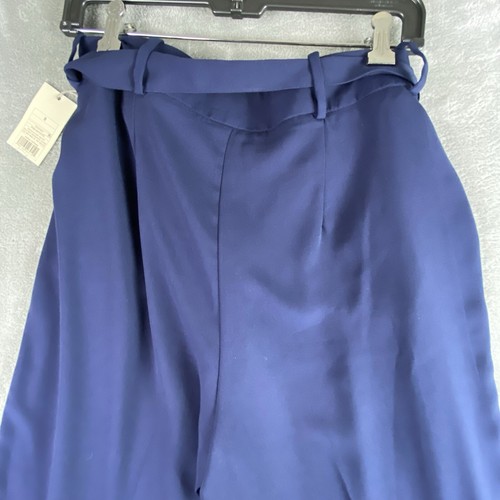 A New Day Pants Womens 8 Navy Blue Wide Leg Cropped Pleated Dressy Office NEW - Picture 17 of 17