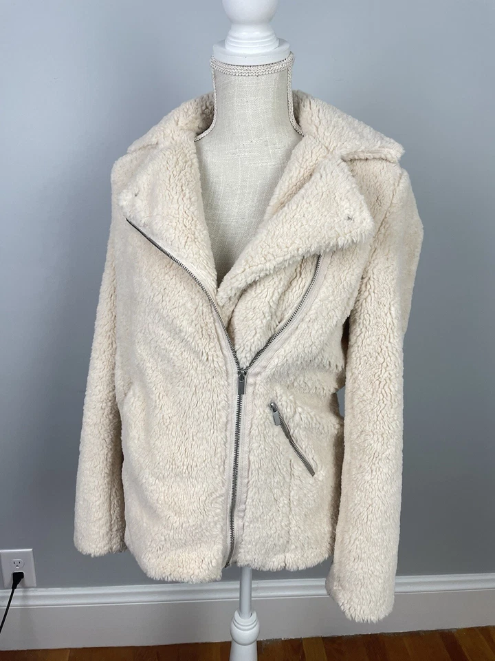 Chaqueta de motociclista Bagatelle Sherpa blanca crema polar pequeña Foto 3 de 4