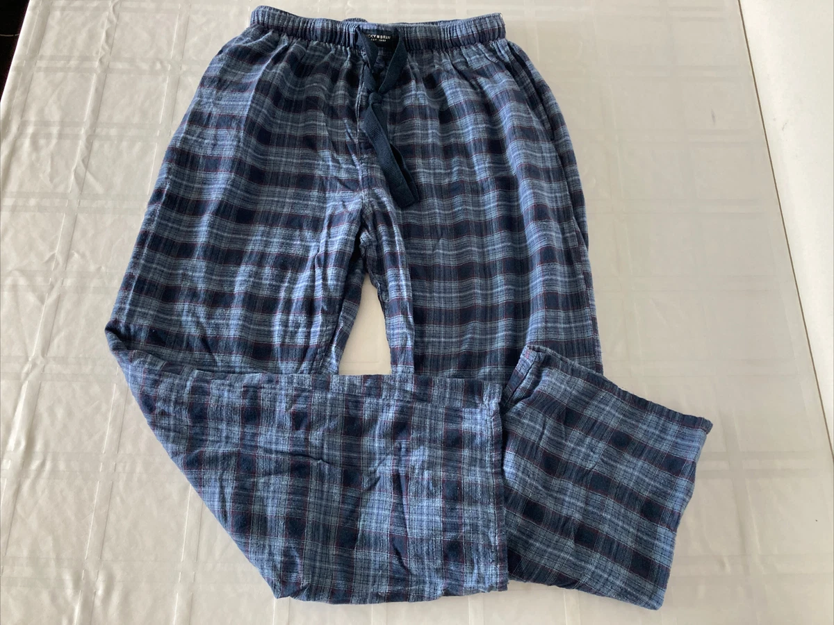 Lucky Brand Mens Large Lounge Pants Pajama Bottoms Blue Plaid TS0