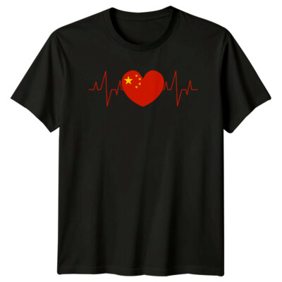 China Flagge Herzschlag Reise China Herren T-Shirt Damen Tee Grafik Unisex Top