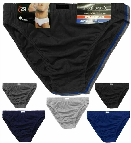 6 Pack Mens Slips Underwear Classic Sports Soft Cotton Ribbed Briefs Pants S-XXL