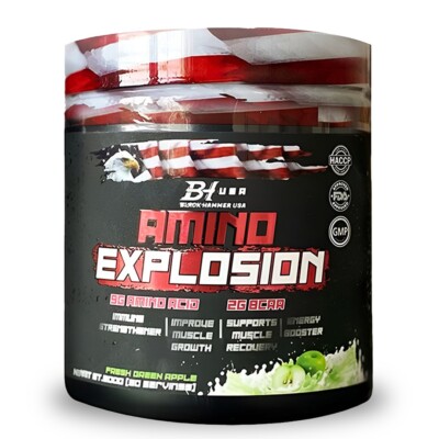 Amino Explosion 300g Grüner Apfel  | EAA / BCAA by Black Hammer USA