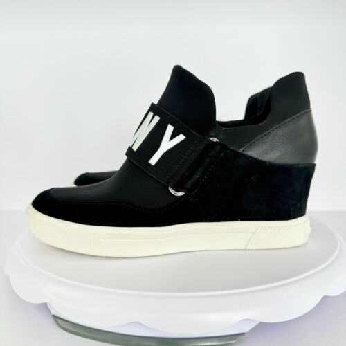 DKNY Black Cosmos High Top Slip on Wedge Sneaker K2855698 - Womens Sz 5.5 B