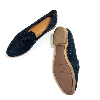 franco sarto black suede loafers