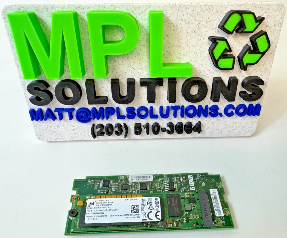 Genuine 2x Cisco 5100 PRO M.2 960GB SATA Server SSD w/SSD Adapter 800-46240-01 - Image 2 of 2