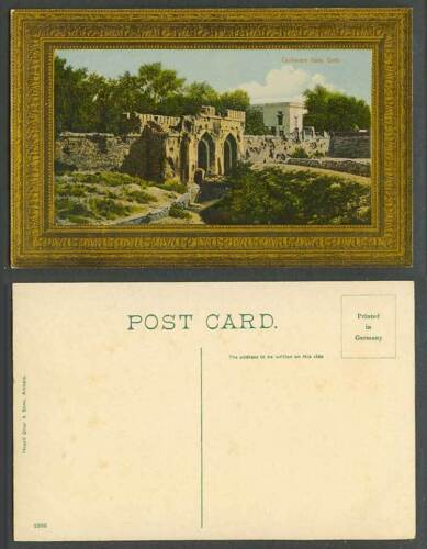 India Old Colour Postcard Kashmir Cashmere Gate Delhi Bridge Gates Moorli D 1316 - Picture 1 of 1