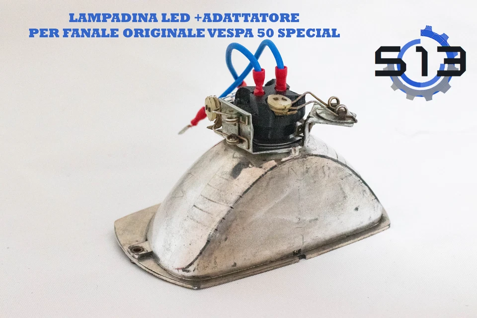 LAMPADINA LED VESPA 50 SPECIAL 6V - CON ADATTATORE FANALE ANTERIORE ORIGINALE - Immagine 2 di 4