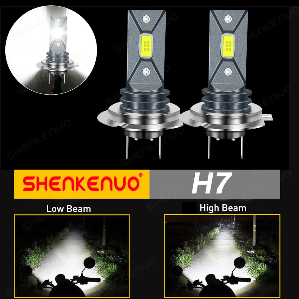 H7 LED Headlight Bulbs 6000K White For Yamaha YZF R3 2014 2015 2016 2017 2018 - Image 3 of 4