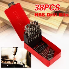 38Pcs Metric Drill Bit Set HSS Iron Twist Steel Twist Drill Bit Kit High Speed